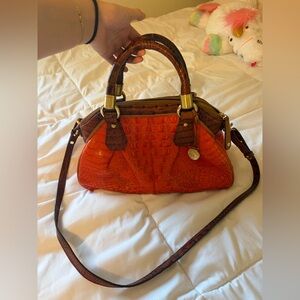 Brahmin Lisa Prosecco Tri-Color Croc-Embossed Leather Satchel.